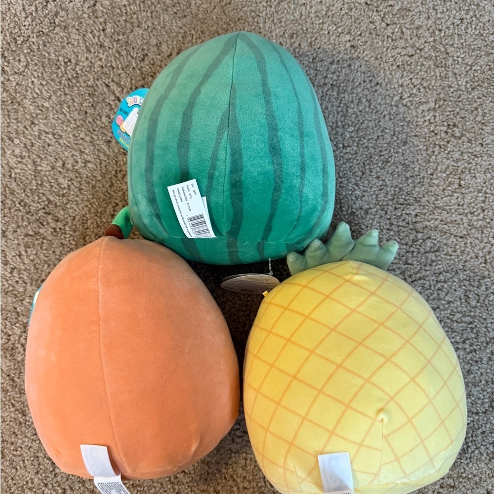 Squishmallows Pink Green Yellow Fruit Trio Plush Set - Picture 2 of 5